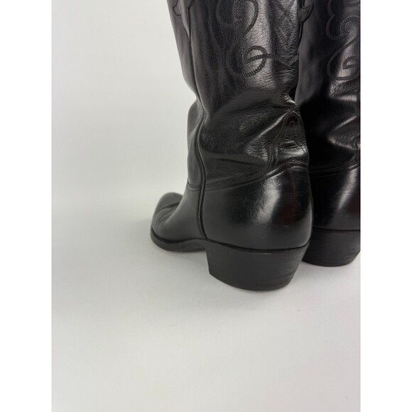 Vintage Cowboy Boots Lucchese L6809.24 Black Leather Roper Mens Size 9 EE - Picture 4 of 12